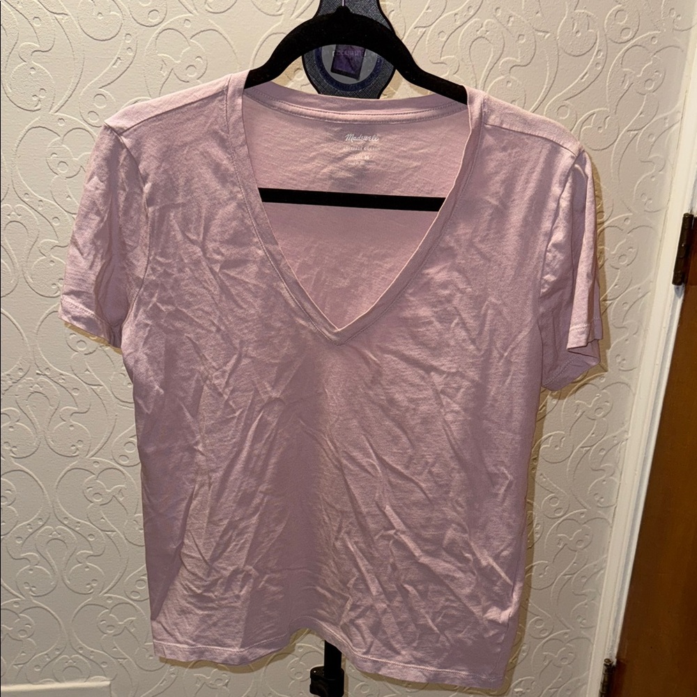 Madewell Soft Pink V-Neck Short Sleeve Tee